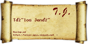 Tálos Jenő névjegykártya