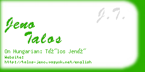 jeno talos business card